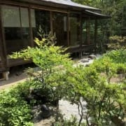 Japanese house and lush garden